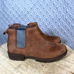 Sorel Boots Women's 10 Chelsea Leather Emelie II Ankle Brown Booties
